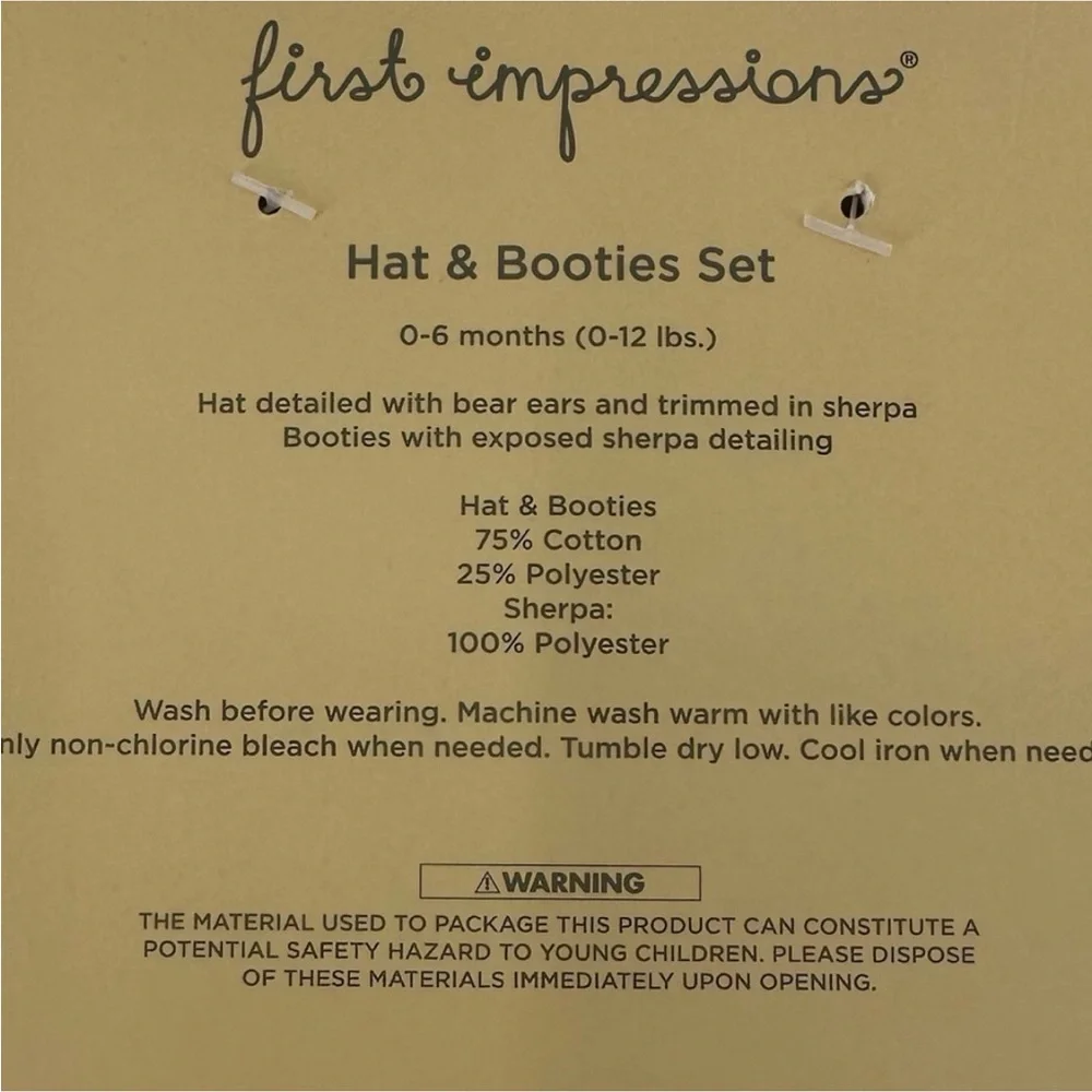 First Impressions Baby Red Hat and Booties Set Size 0-6 Months New